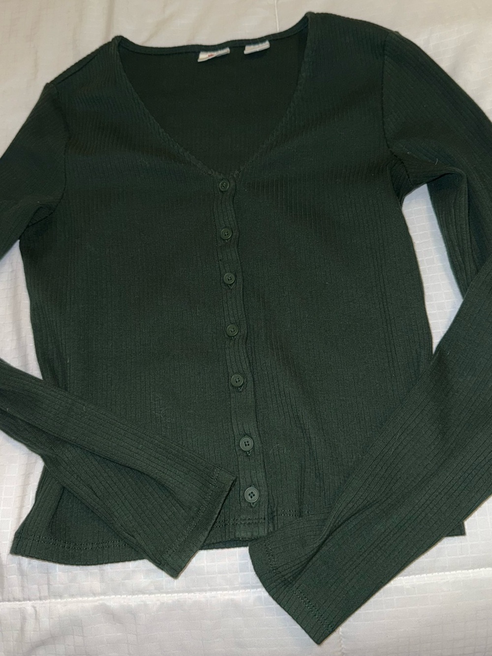 Levi’s Women's Dark Green V-Neck Button Cardigan Style Top